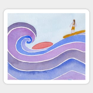 Abstract Surf-Art with Female Surfer Sticker